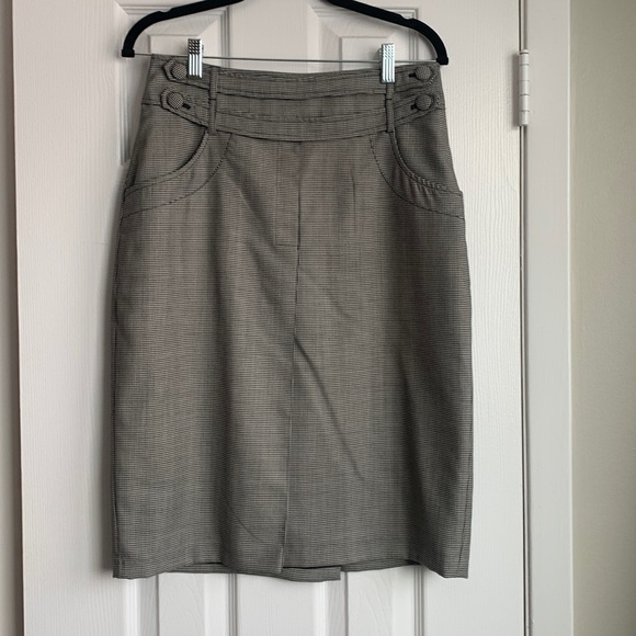 Sandra Angelozzi Wool Blend Micro Houndstooth Skirt - Picture 1 of 7